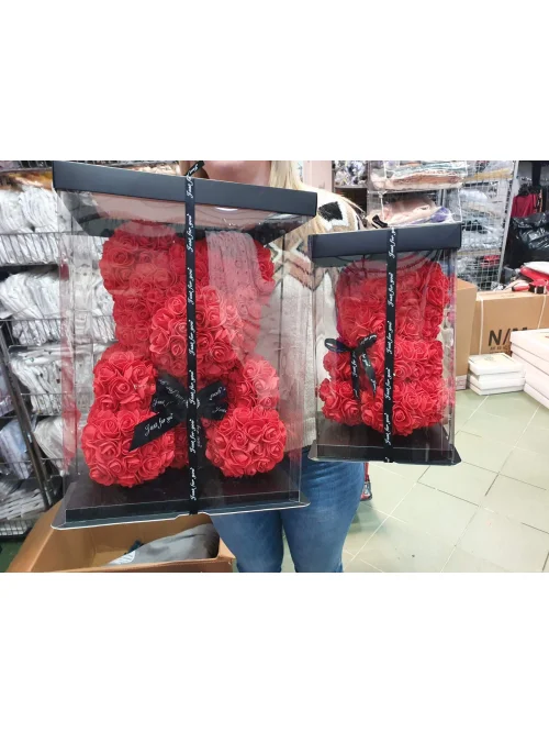 Ozdoba stojąca Misio z róż (35cm)